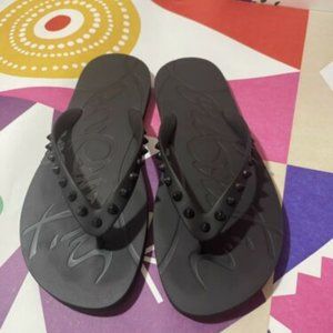 Christian Louboutin Loubi Flip Donna Spike Flip Flop, Black Size 40 / US 9-10